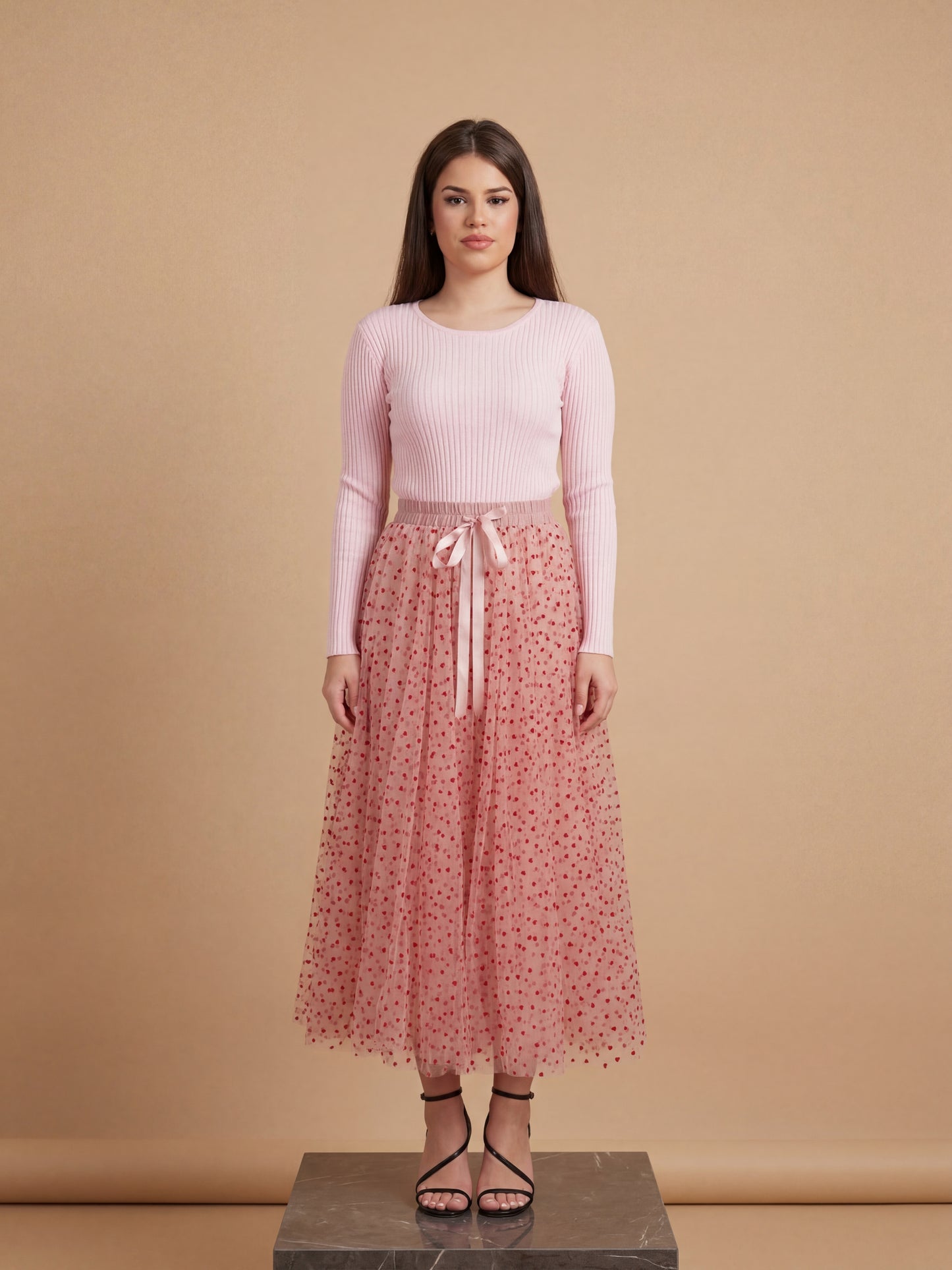 SUKNJA OD TILA S UZORKOM SRCA