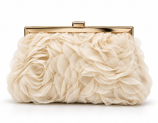 Clutch torba s teksturom ruža – Ekru, prikaz 1
