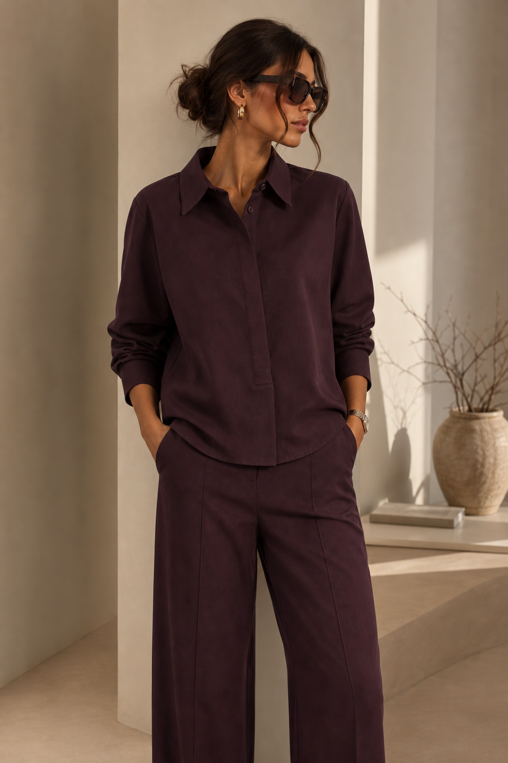 Polo majica dugih rukava – Bordo, prikaz 3