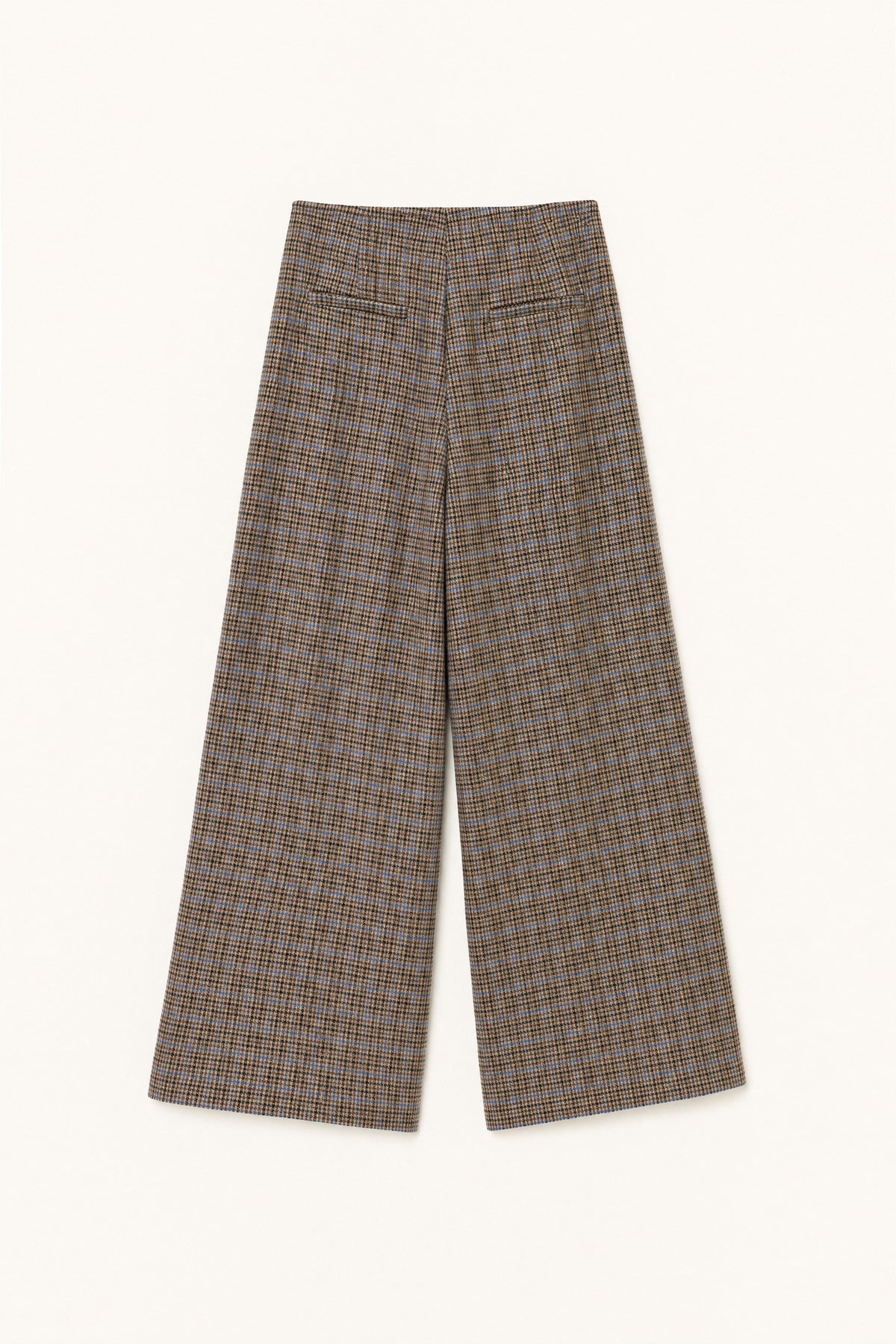 Karirane hlače širokog kroja – Smeđa, prikaz 4