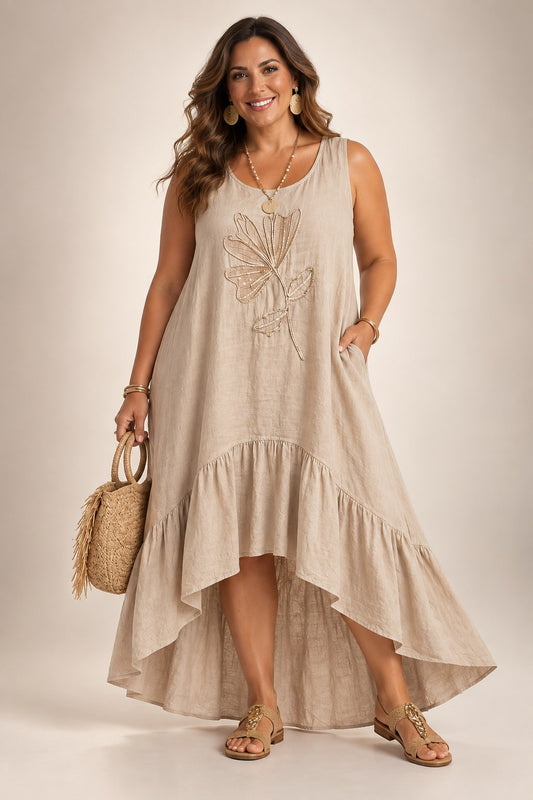 Boho duga lanena haljina – prikaz 1