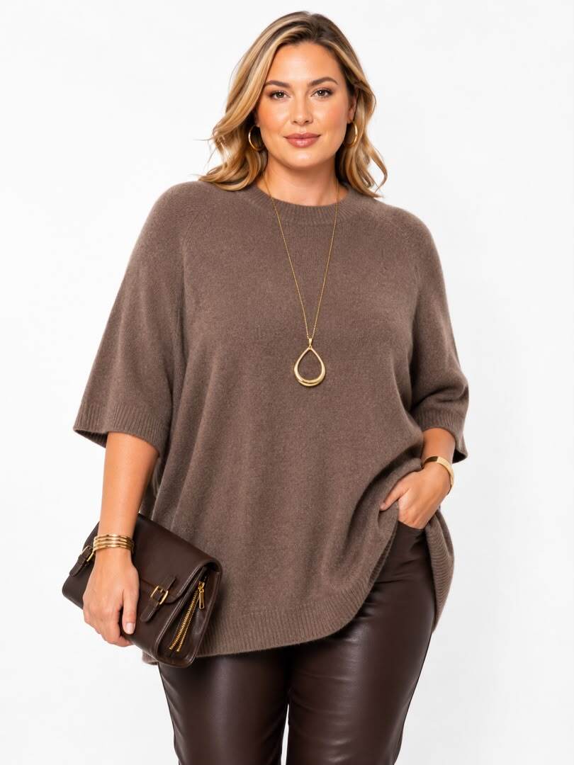 Smeđi oversized džemper – Tamnosmeđa, prikaz 1