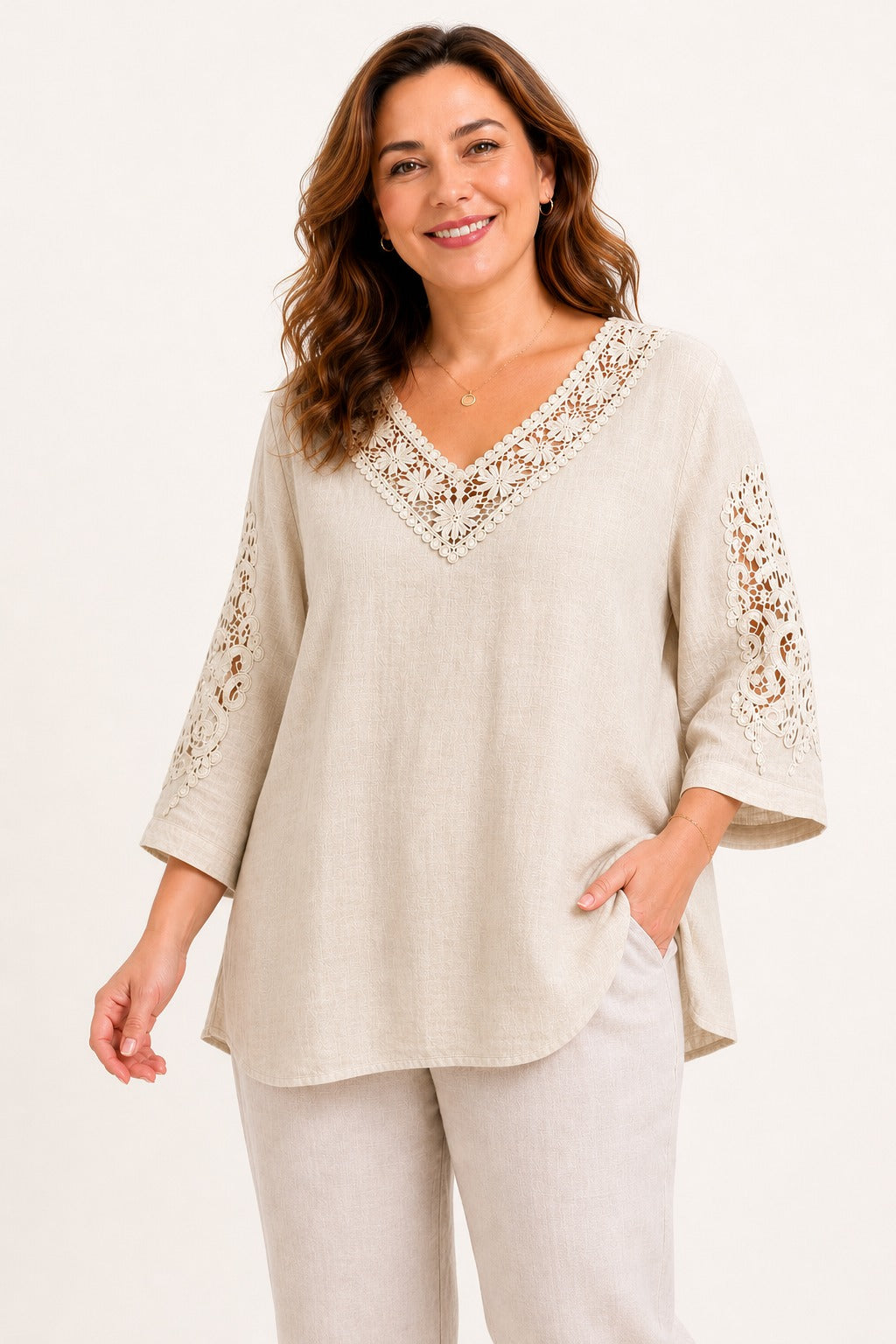Lanena bluza s ukrasnim rukavima – lanena bluza