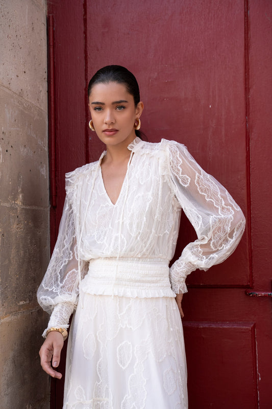 80966-2 & 80988 KOMPLET BLUZA I SUKNJA ČIPKA