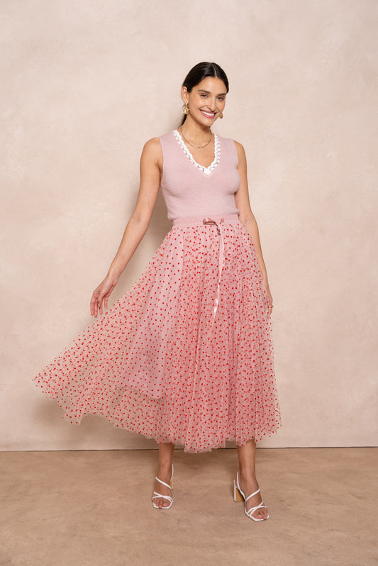 SUKNJA OD TILA S UZORKOM SRCA