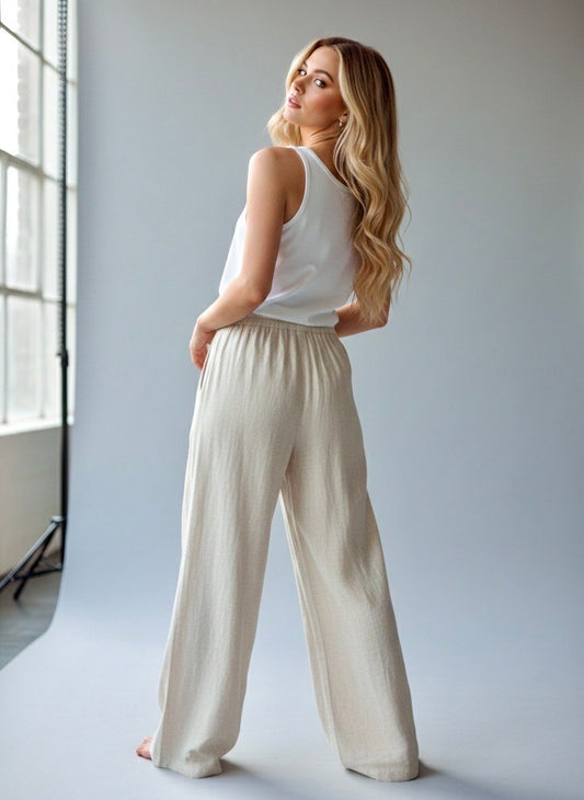 7024-25EB ŠIROKE HLAČE S GEOMETRIJSKIM VEZOM